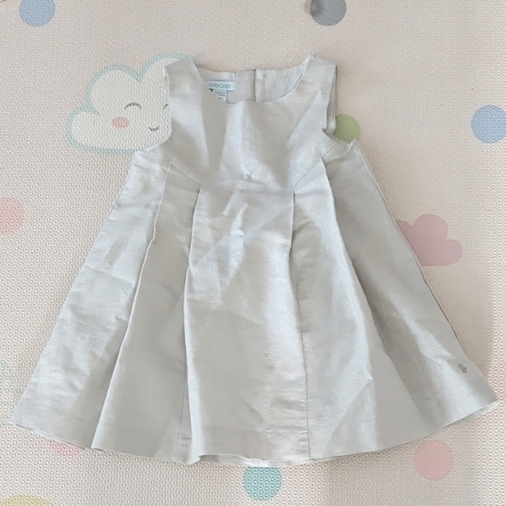 Obaibi Silver Linen Cotton Blend Toddler Dress